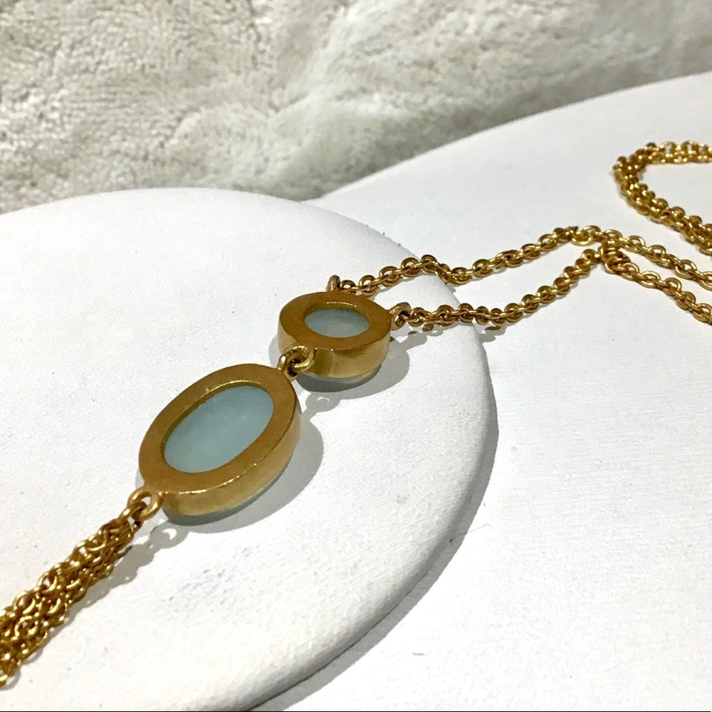 🌺Long Gold and Blue Tassel Necklace - Picture 6 of 8